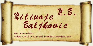 Milivoje Baljković vizit kartica